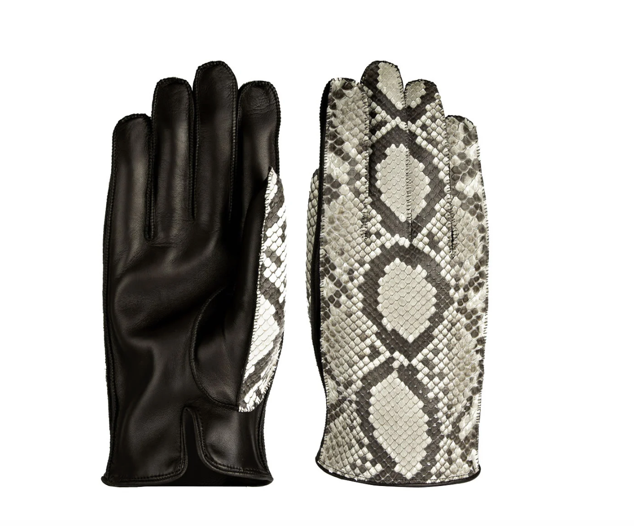 Men's gloves in real reptile with cashmere lining