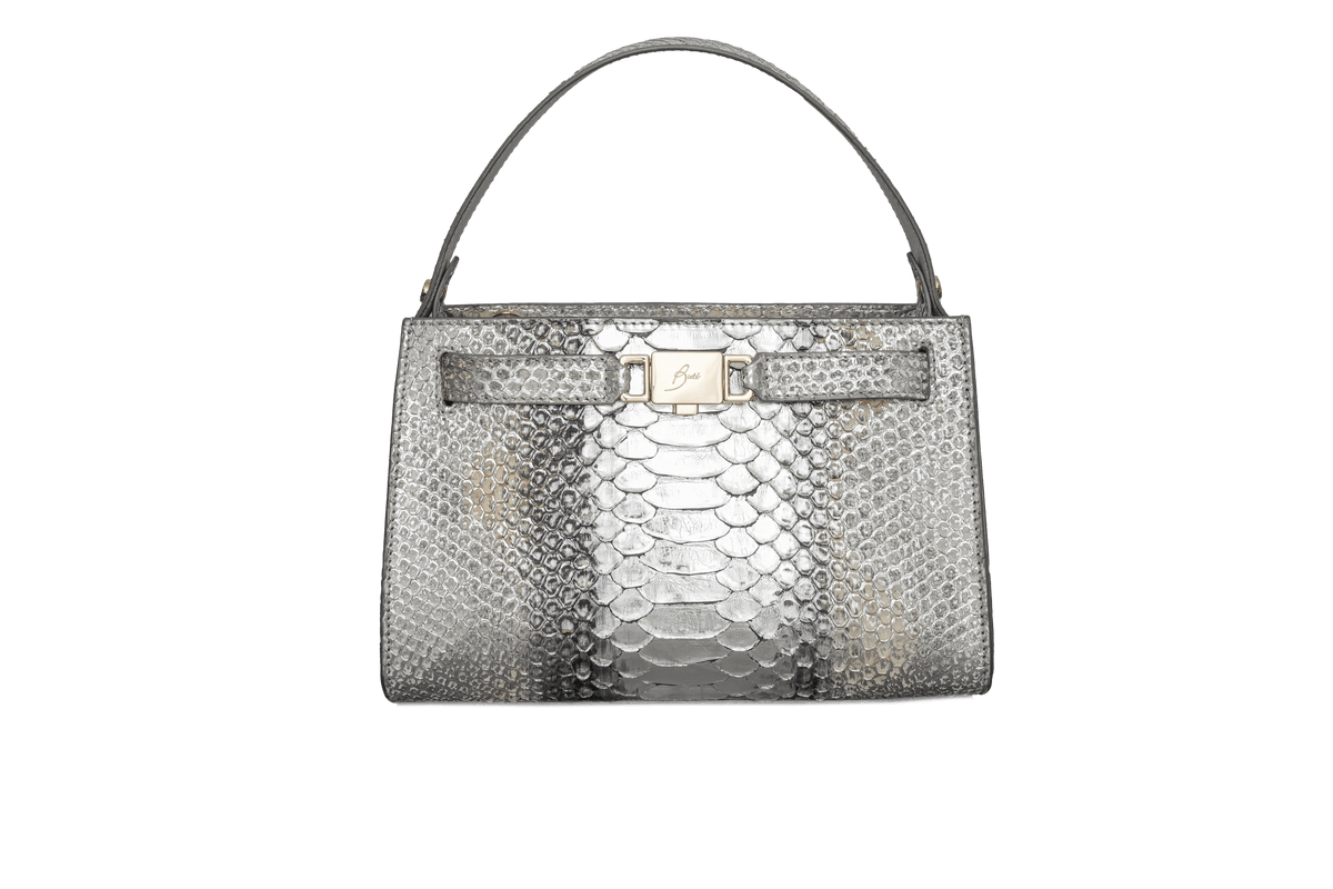 Olivia 26 Python Leather Silver stripe