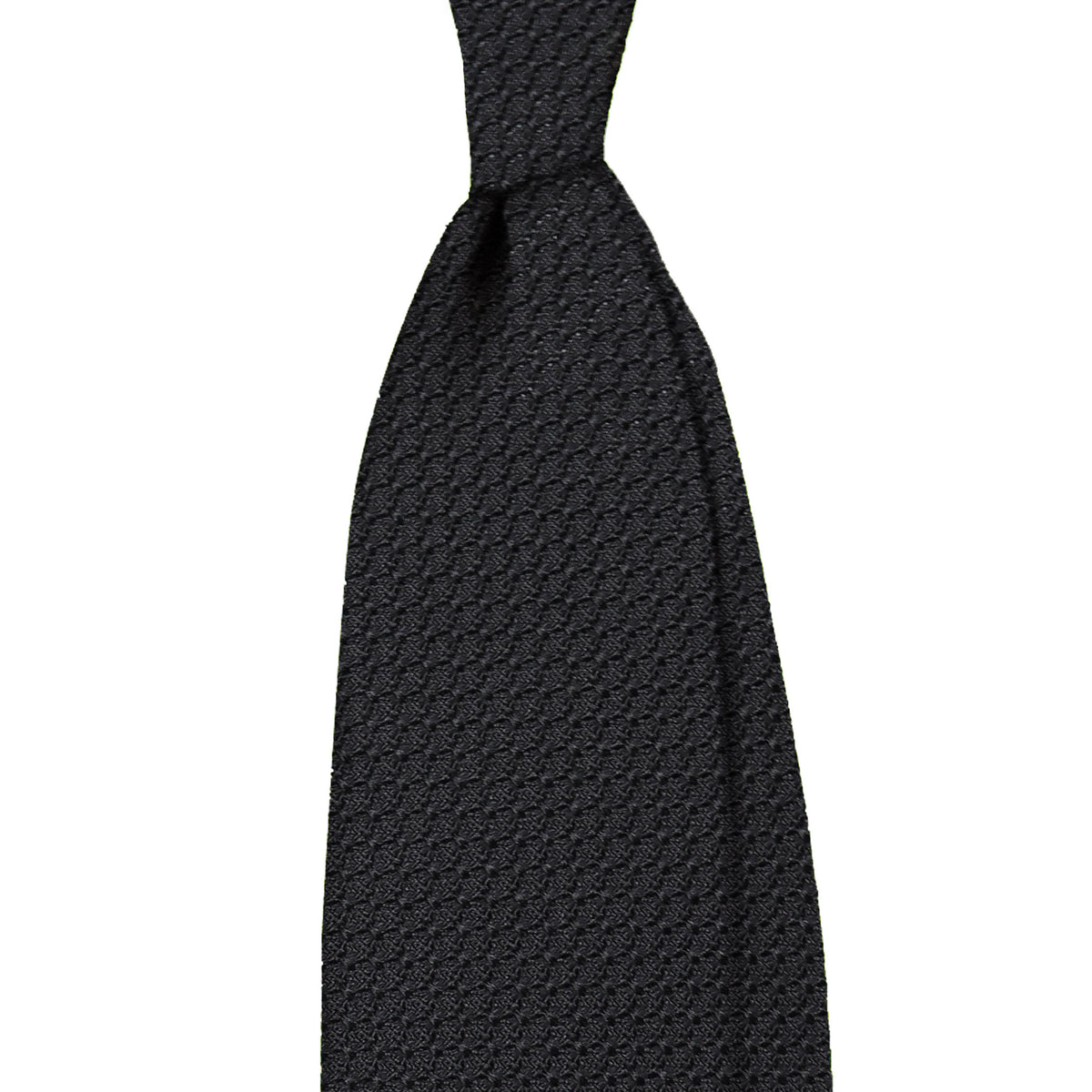 Plain garza grossa 3 folds unlined tie - black