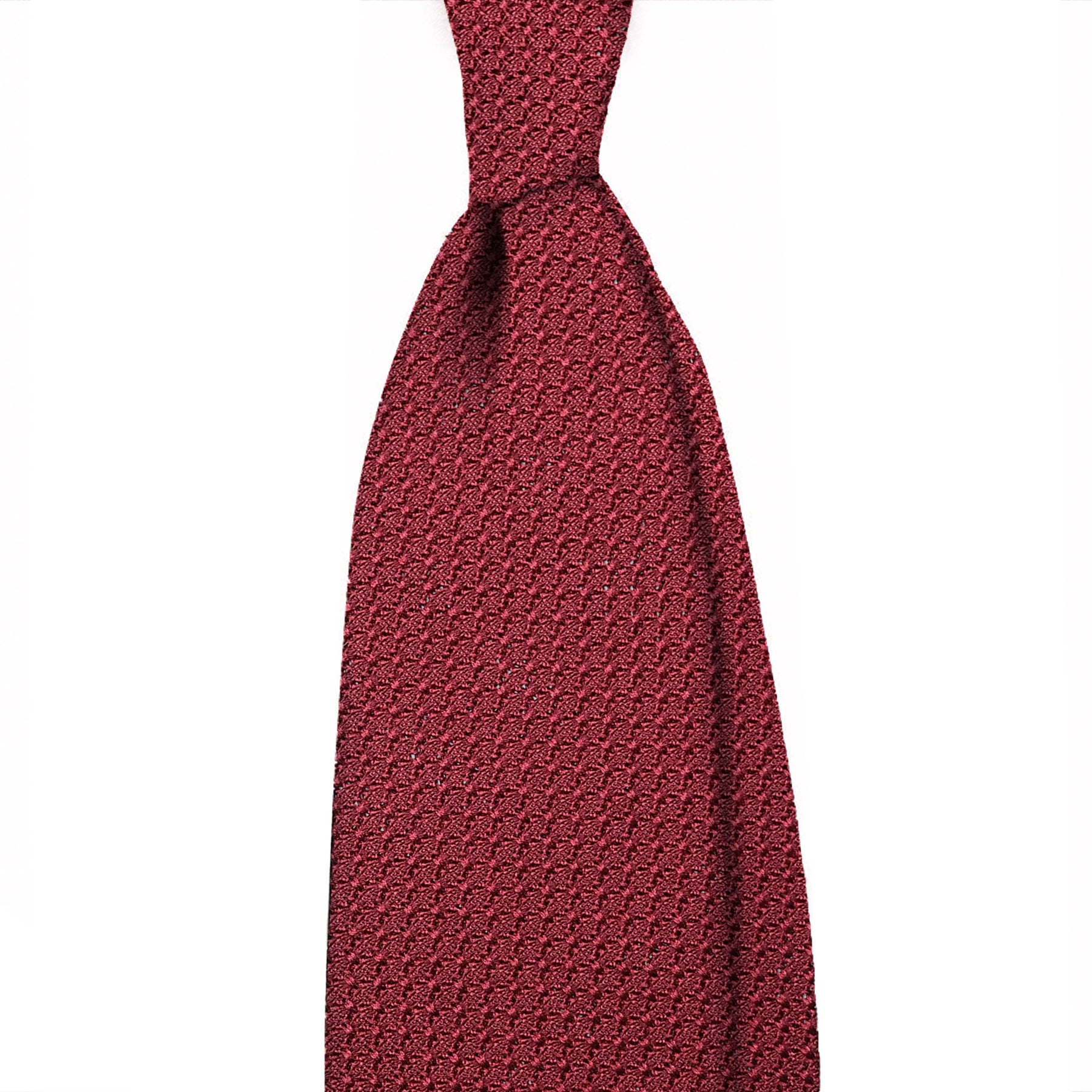 Plain garza grossa 3 folds unlined tie - bordeaux