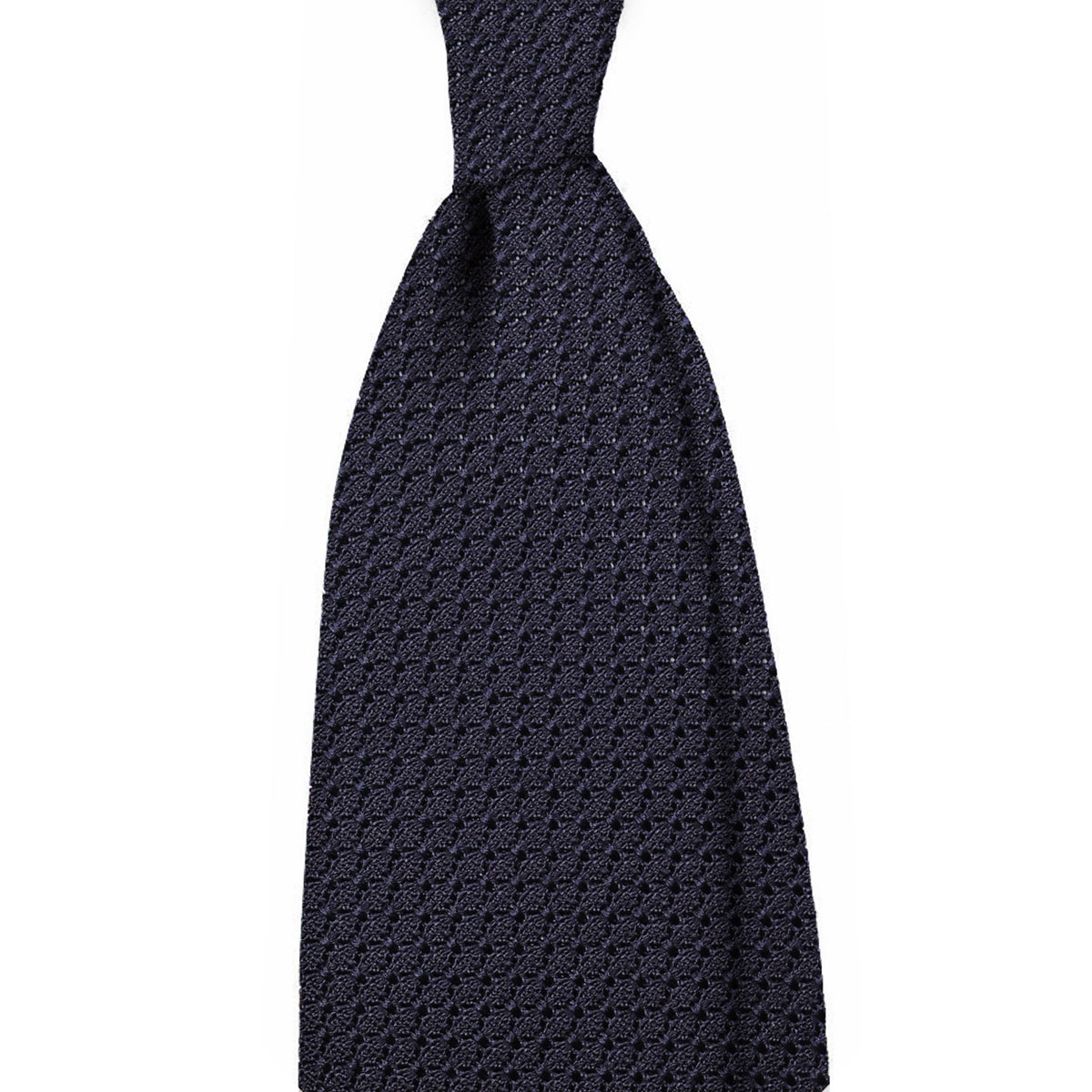 Plain garza grossa 3 folds unlined tie - navy