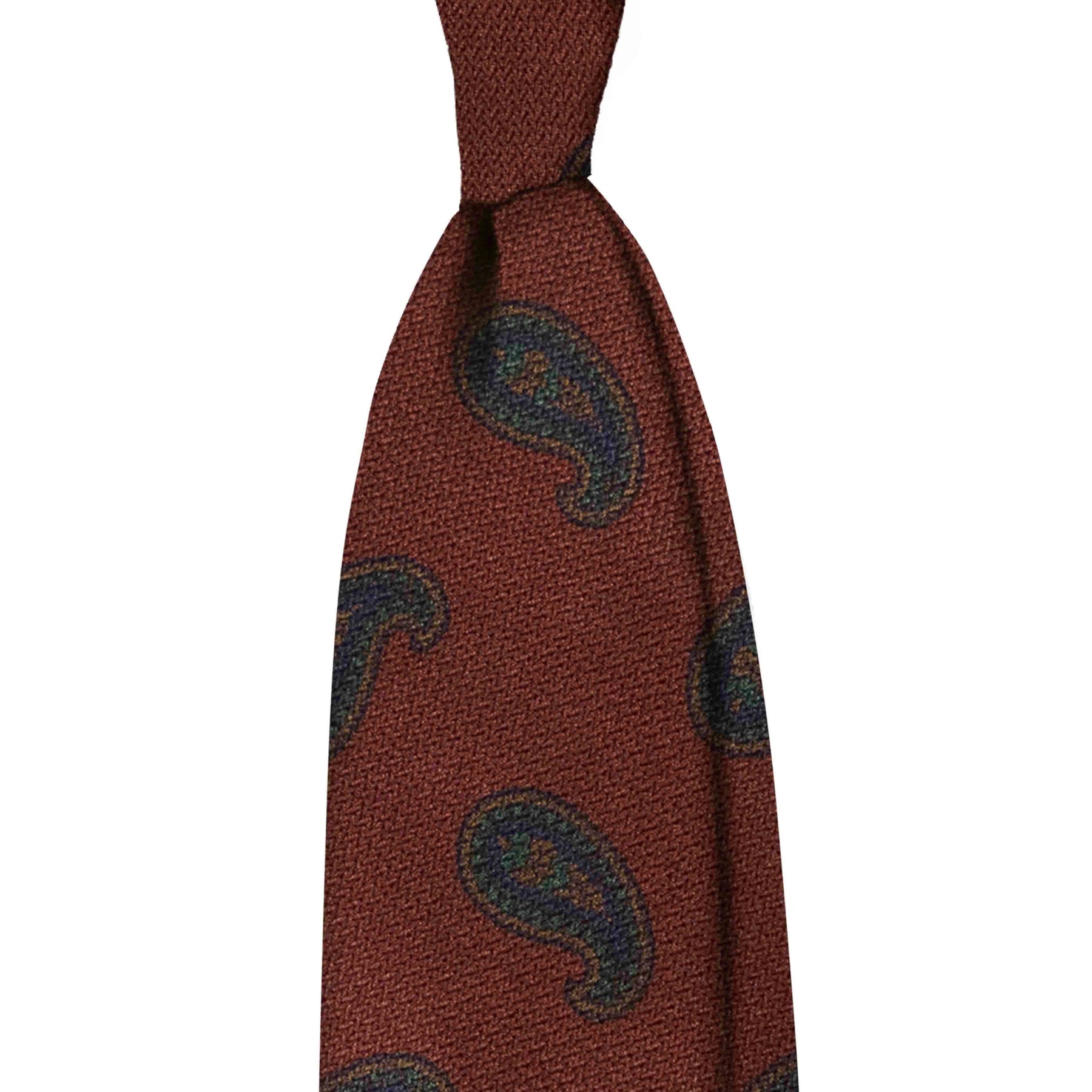 Printed 3 folds unlined paisley tie - Rust