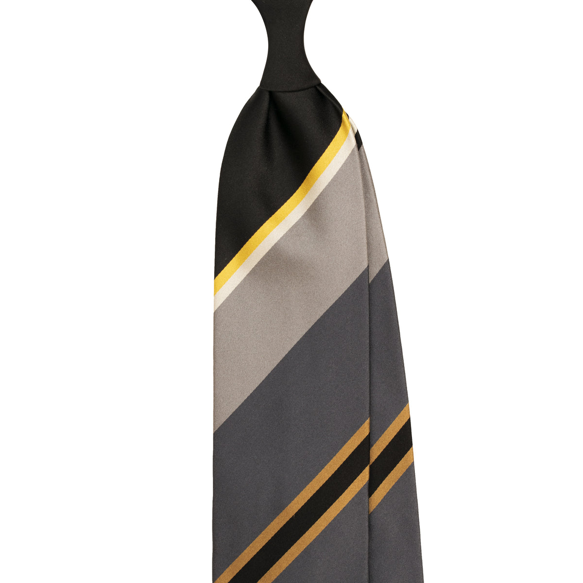 Panel Block Stripe Silk Satin Tie - Black/Grey/Yellow                                         SKU: SC.16683.BG