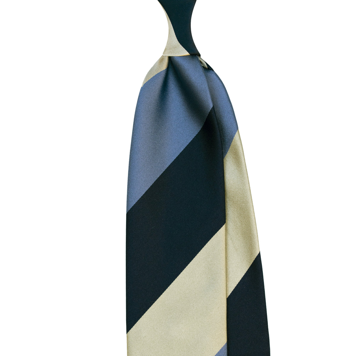 Block Stripe Silk Satin Tie – Navy/Blue/Ivory                                    SKU: SC.16895.N.I.B