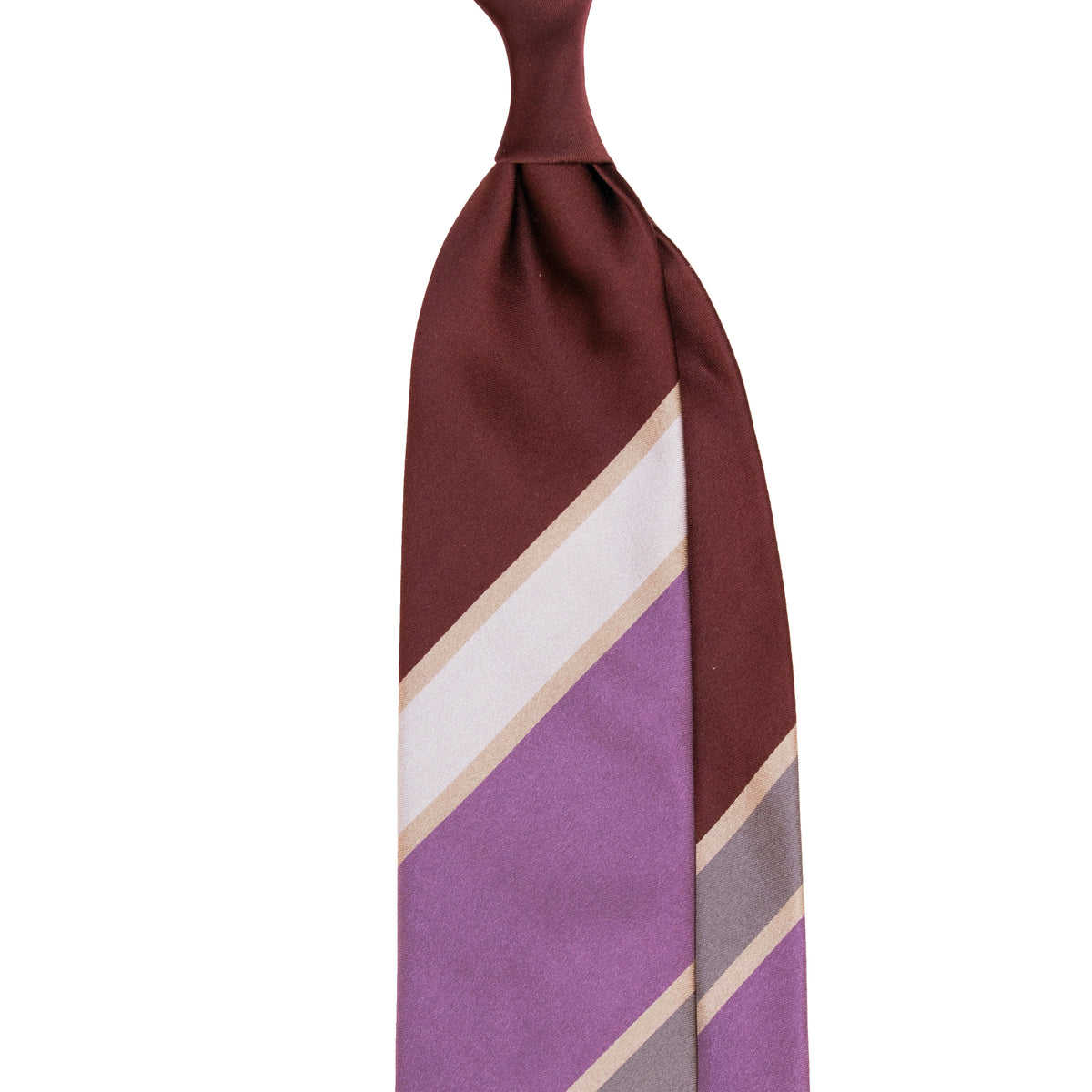 Panel Double Stripe Silk Satin Tie - Burgundy/Purple                                      SKU: SC.18334.A