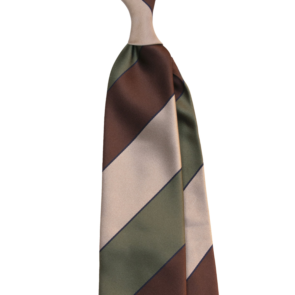Block Stripe Silk Satin Tie – Brown/Olive/Sand                                     SKU: SC.M1876SC.C