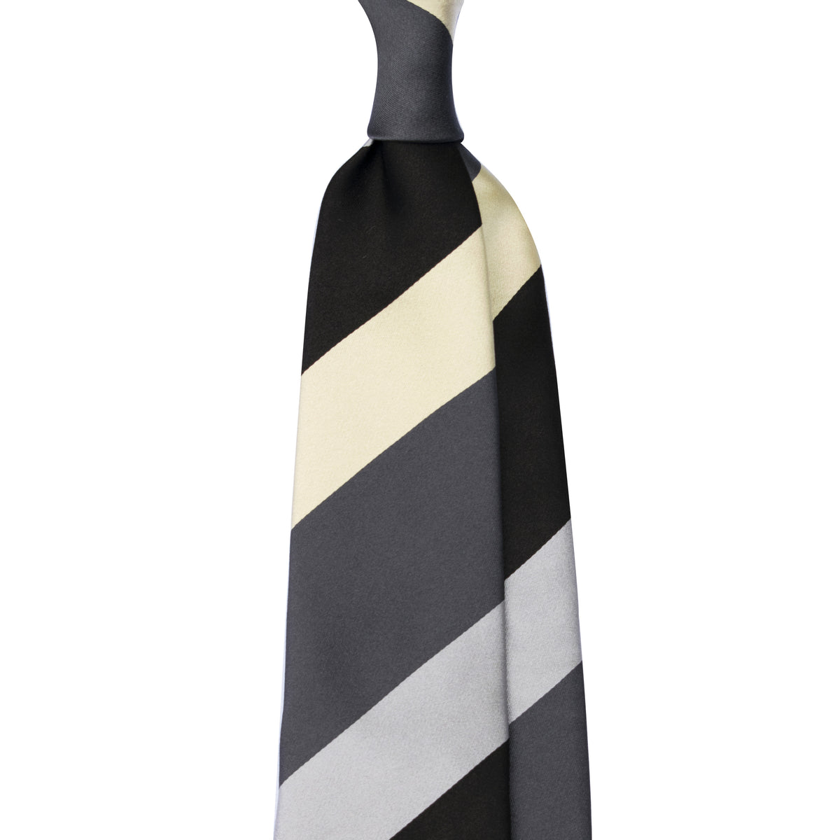 Panel Block Stripe Silk Satin Tie - Black/Grey/Ivory                                        SKU: SC.ST.001
