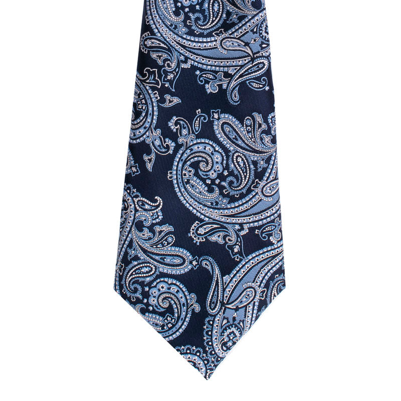 PAISLEY MOTIF WOVEN SILK TIE - NAVY

SC.WP.004