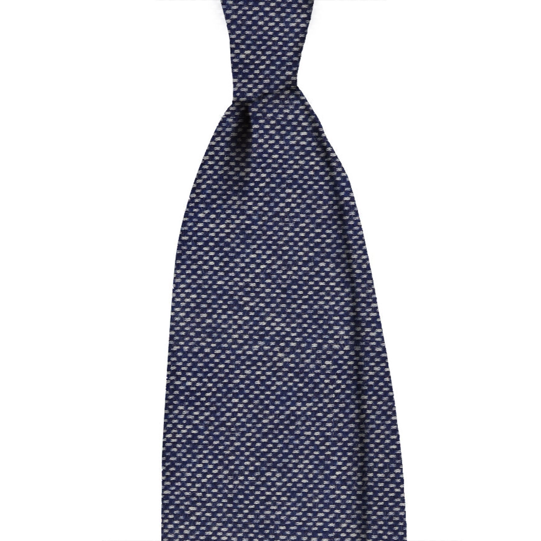 Solid cashmere 3 folds tie - Navy/White