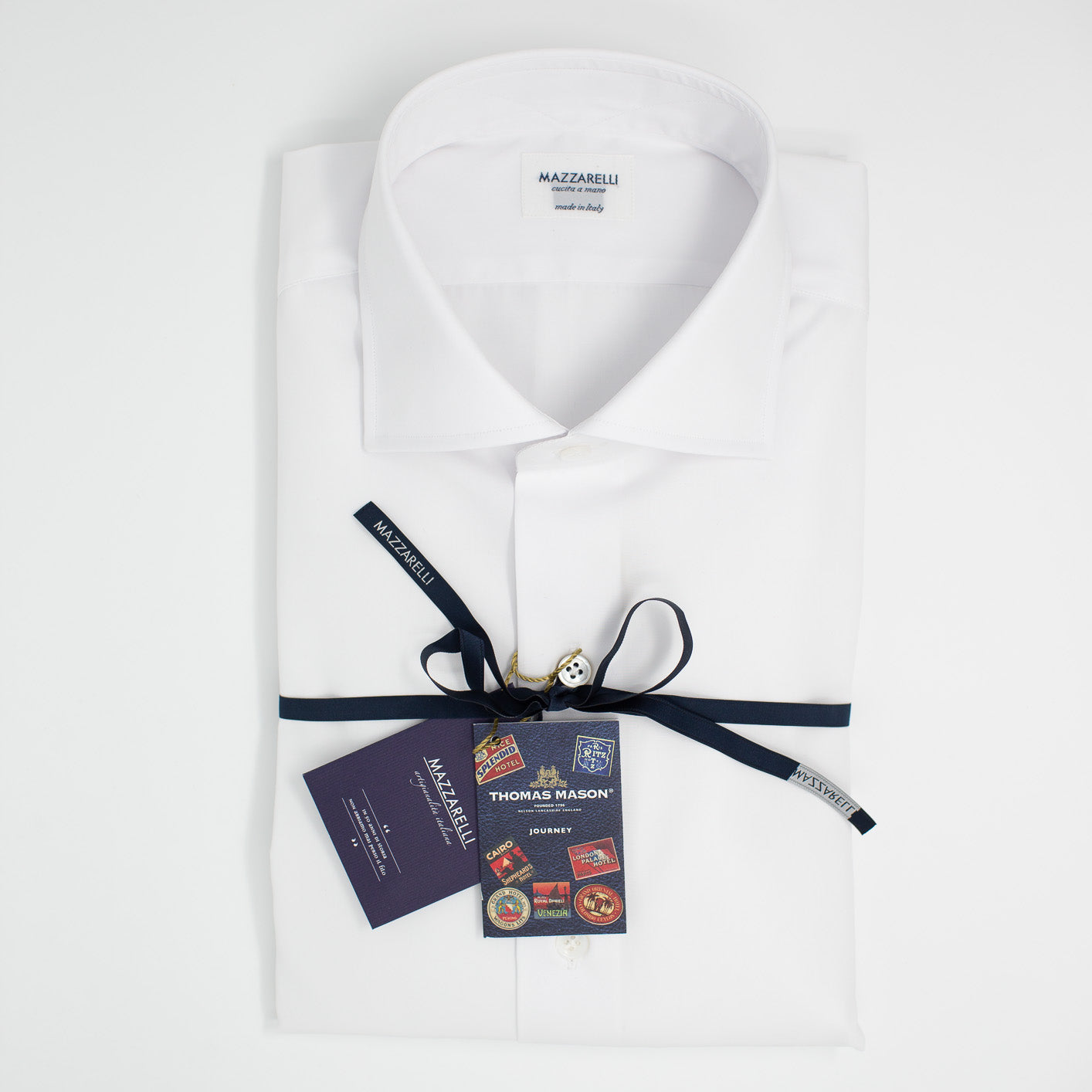 White shirt in journey poplin by Thomas Mason