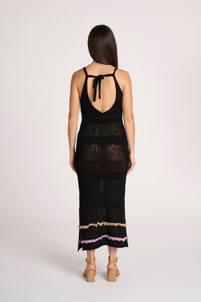 Long knit dress  with fringes - Thelma