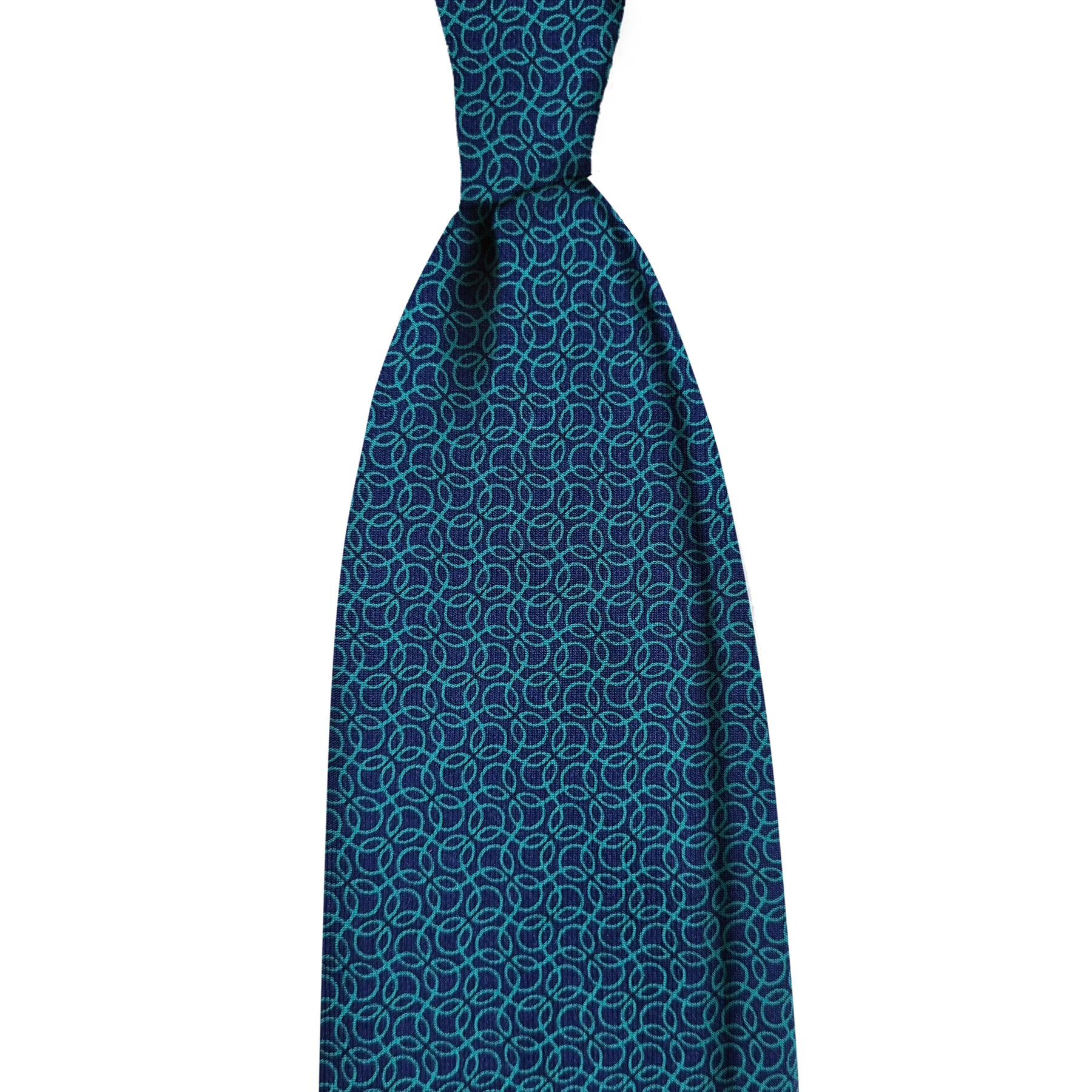 Twille print 3 folds unlined tie - navy weaves