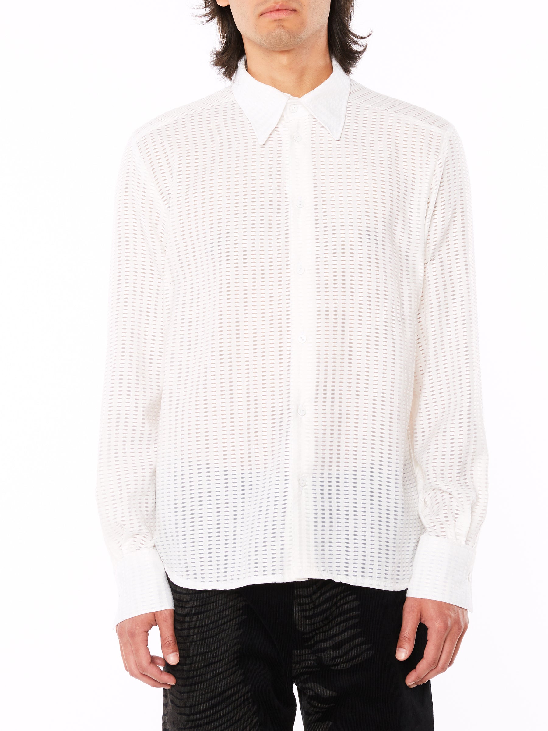 WHITE CHECKERED SHIRT (M)