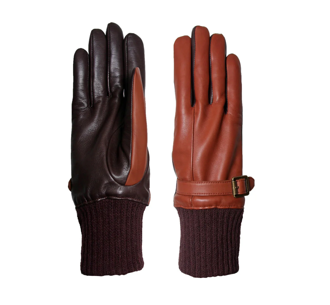 Women's gloves in genuine metis leather lined in cashmere with wool wrist