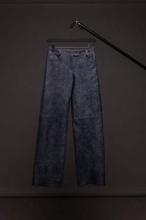 LEATHER DENIM JEANS
