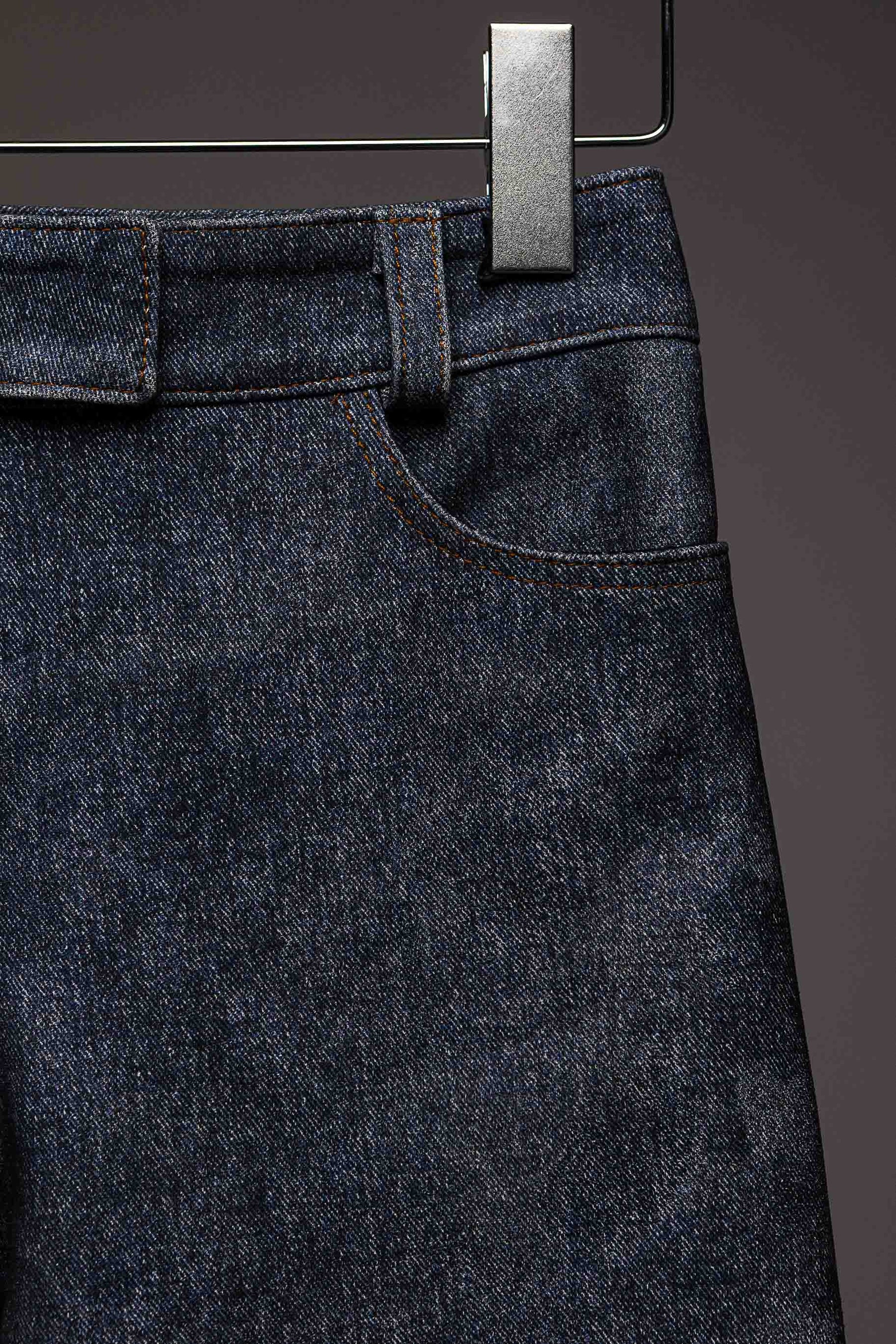 LEATHER DENIM JEANS
