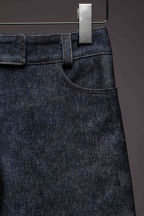 LEATHER DENIM JEANS