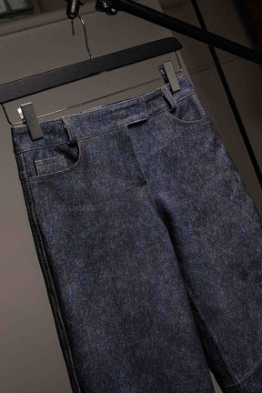 LEATHER DENIM JEANS