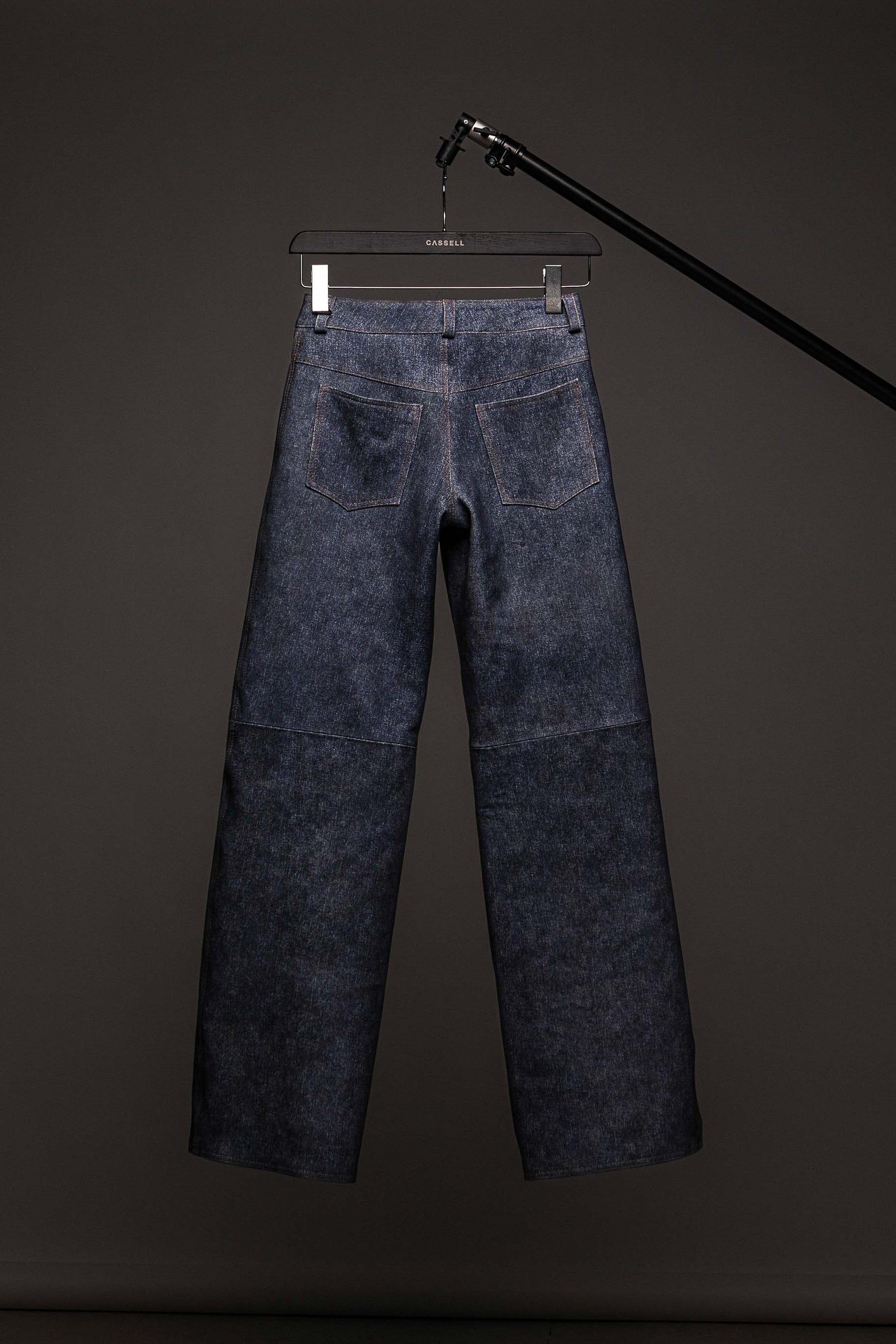 LEATHER DENIM JEANS