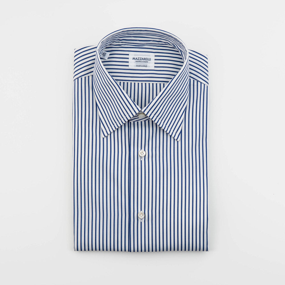 Blue and white striped shirt in Thomas Mason downing