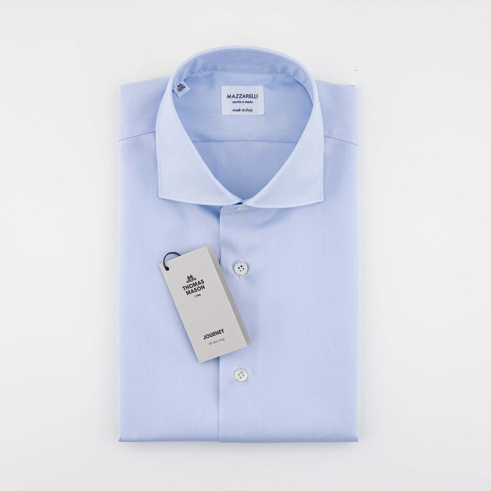 Light blue shirt in journey oxford by Thomas Mason