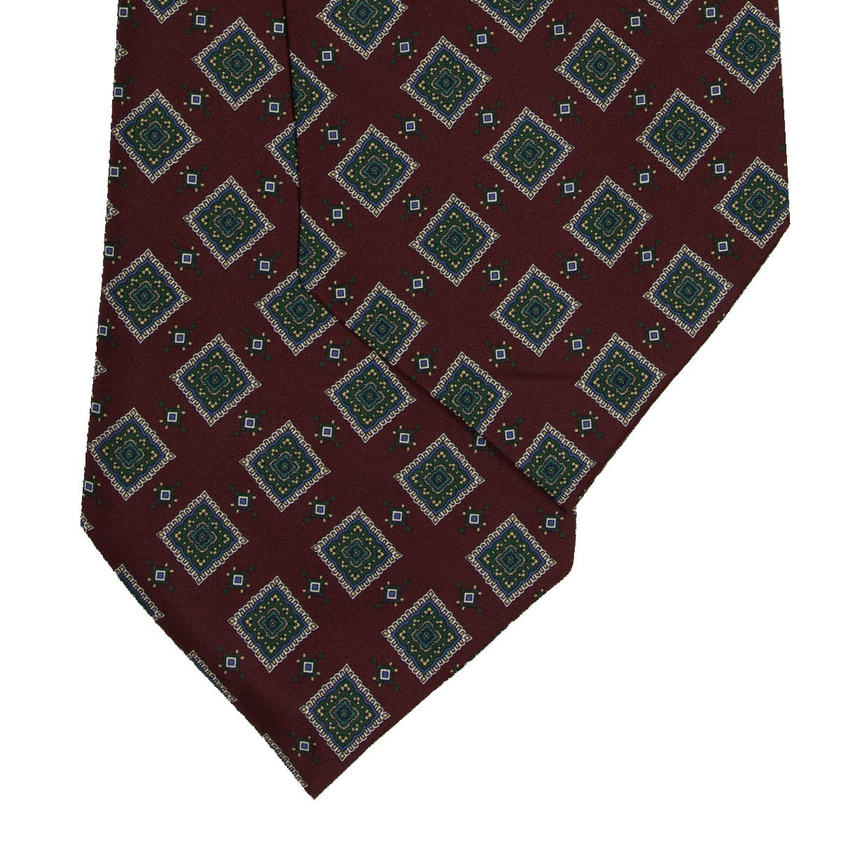 SERà FINE SILK - Burgundy with squares pattern Silk Ascot