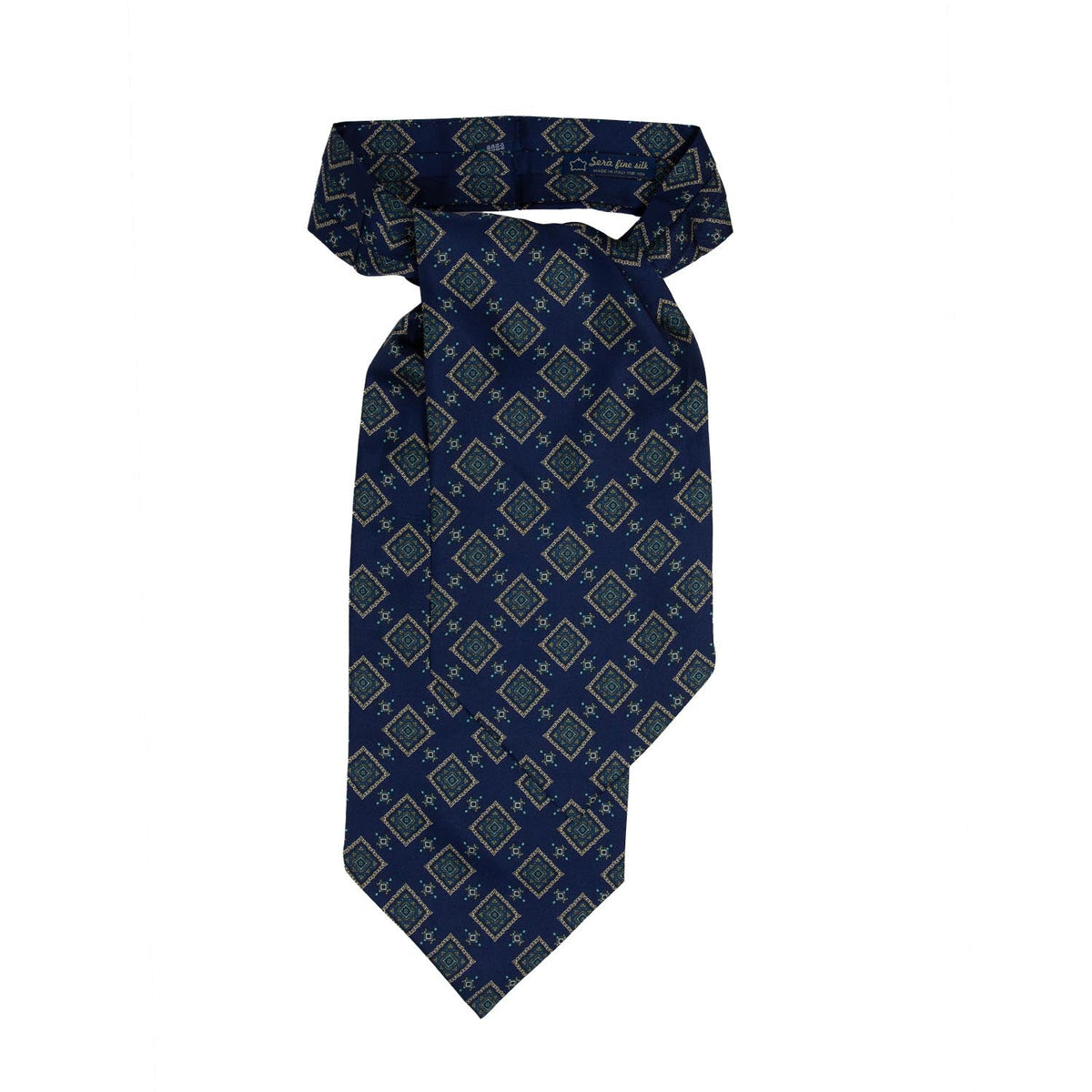 serà fine silk - Blue with squares pattern Silk Ascot