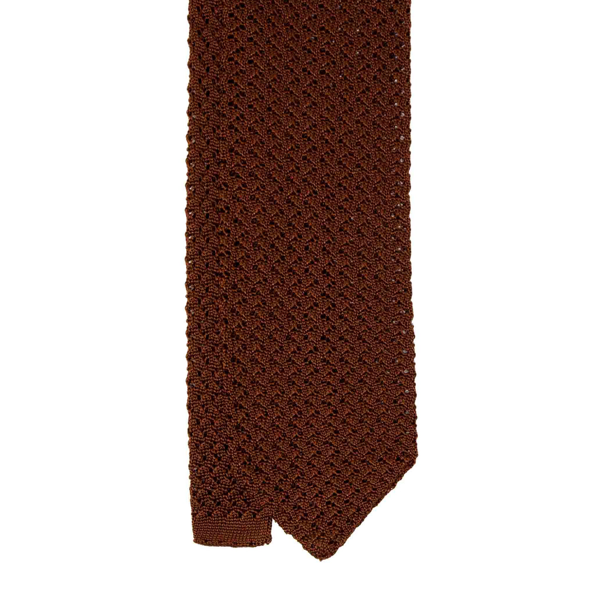 Chocolate Brown Hazelnut V Point Knitted Tie Serà Fine Silk