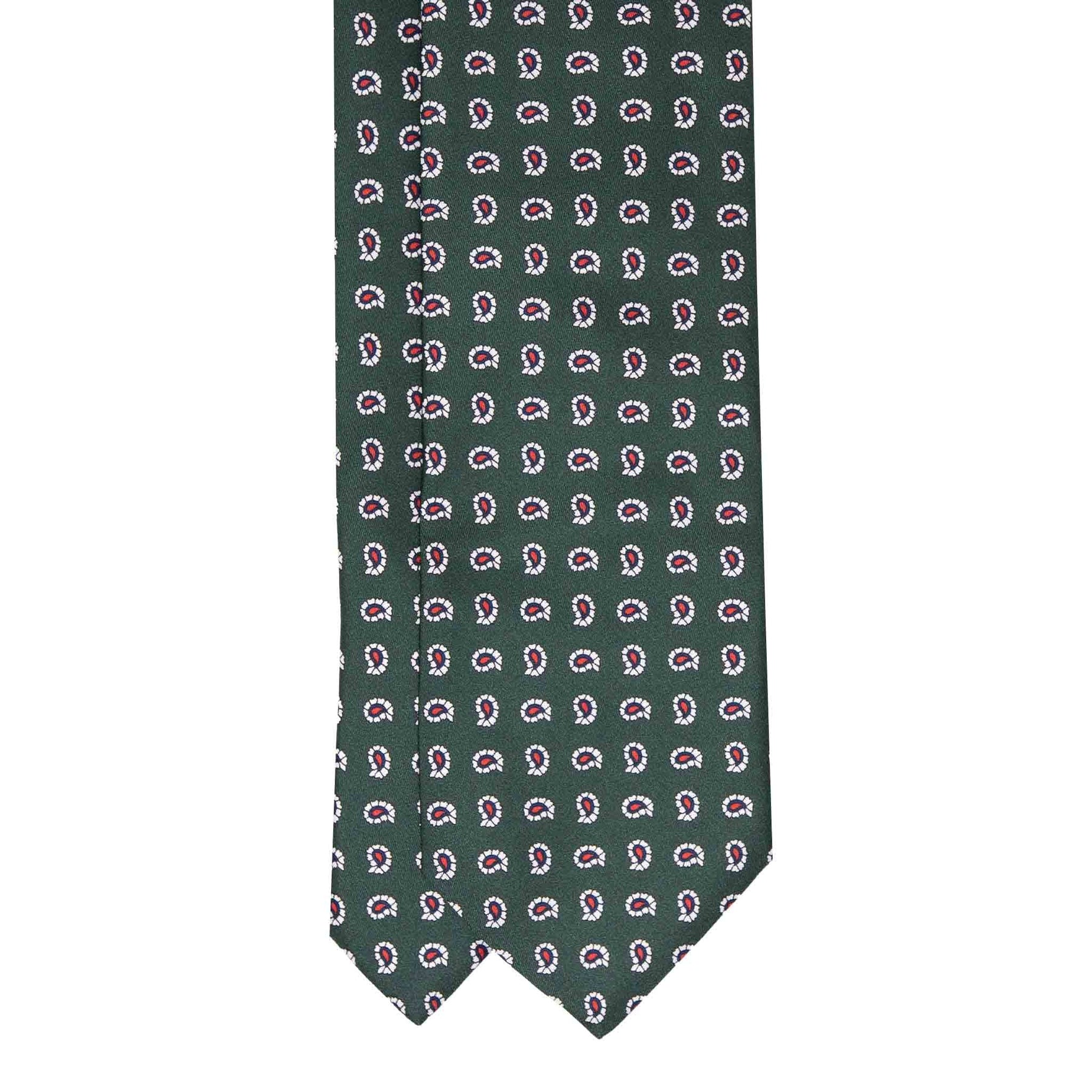 Green & White Paisley Silk Tie Serà Fine Silk