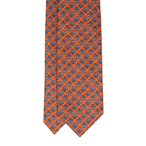 Orange & Navy Paisley Pattern Silk Tie Serà Fine Silk