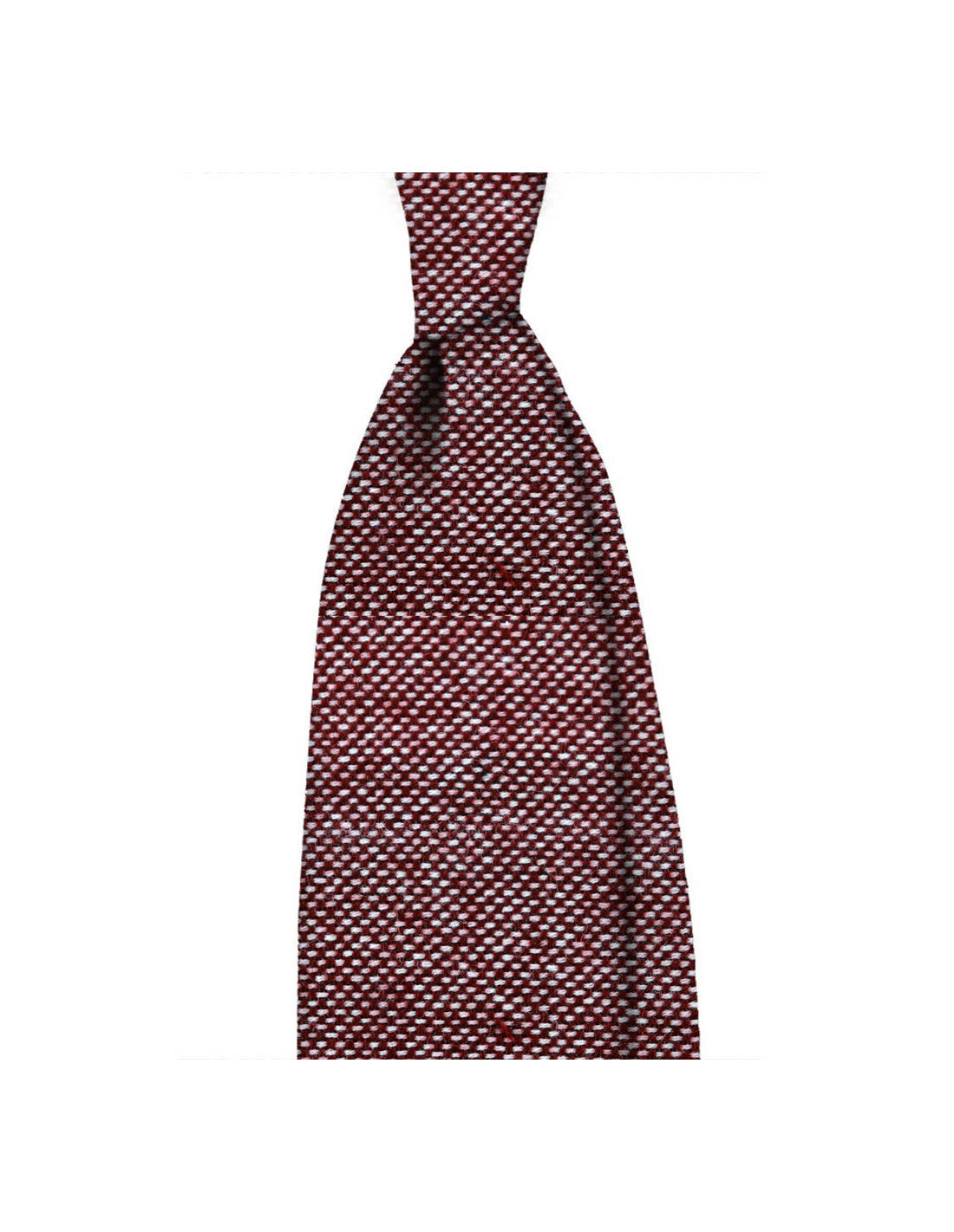 Solid cashmere 3 folds tie - White/Bordeaux