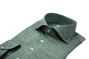 GREEN  JERSEY POLO SHIRT LONG SLEEVE BY- HAND
