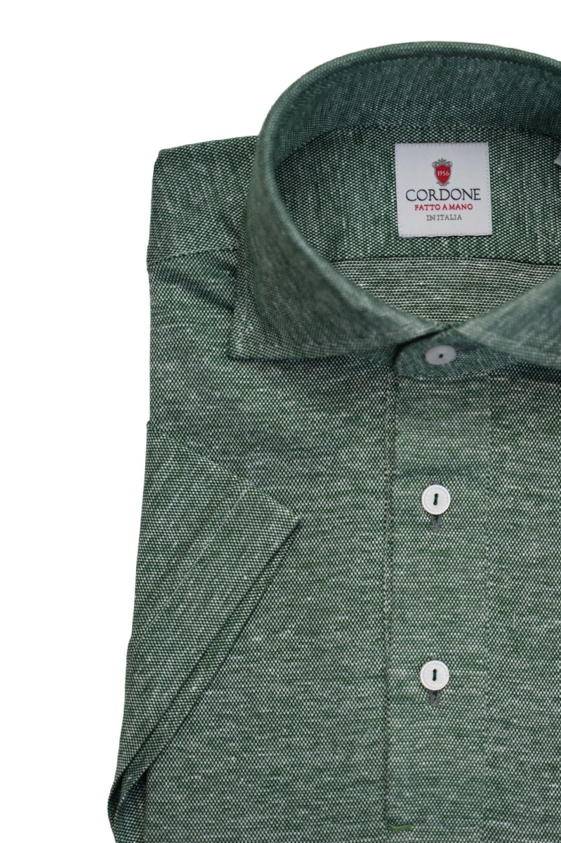 GREEN JERSEY POLO SHIRT SHORT SLEEVE BY- HAND