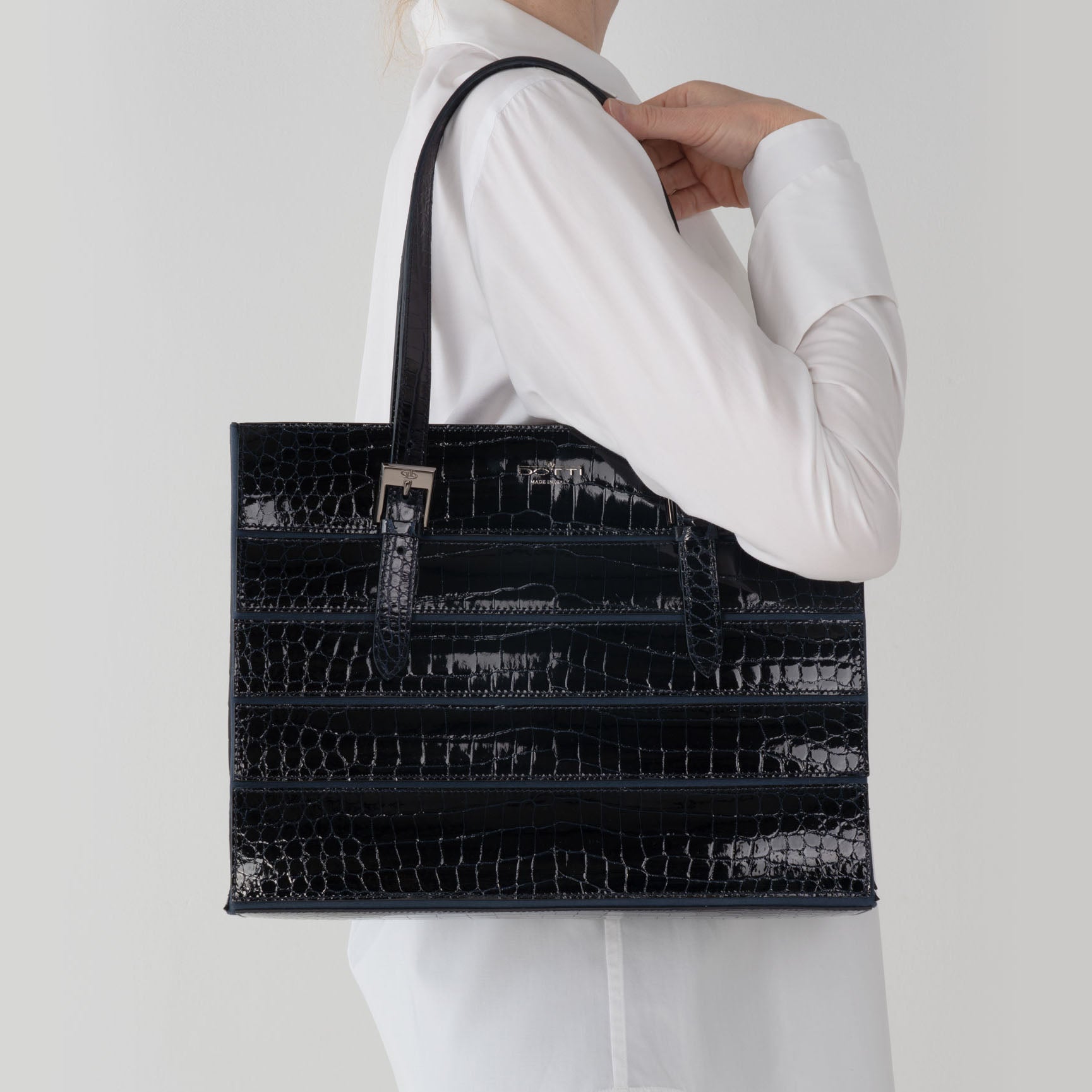DOTTI FLORA in Blue Crocodile,  Luxury Handbags. Made in Italy