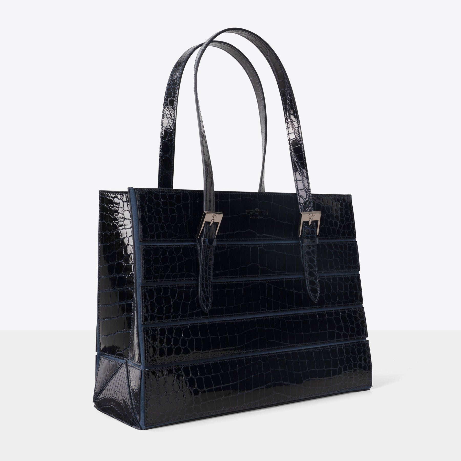 DOTTI FLORA in Blue Crocodile, Luxury Handbags. Made in Italy