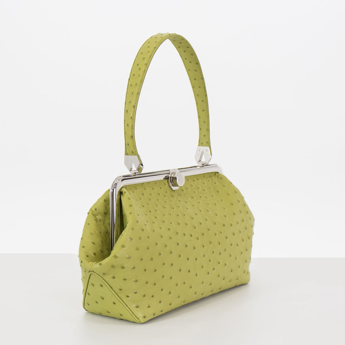 LUNA in Chartreuse Ostrich-DOTTI Luxury Handbag, Made in Italy