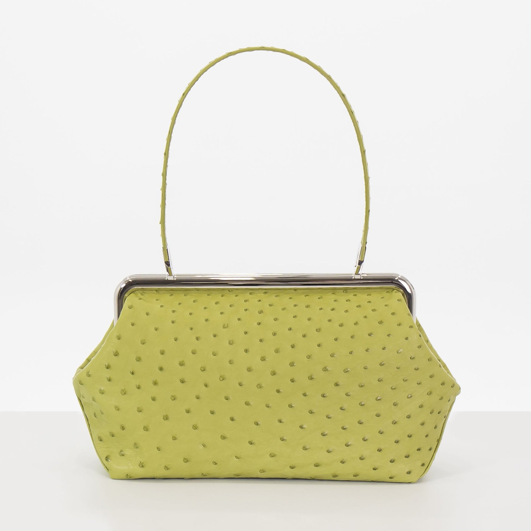 LUNA in Chartreuse Ostrich-DOTTI Luxury Handbag, Made in Italy
