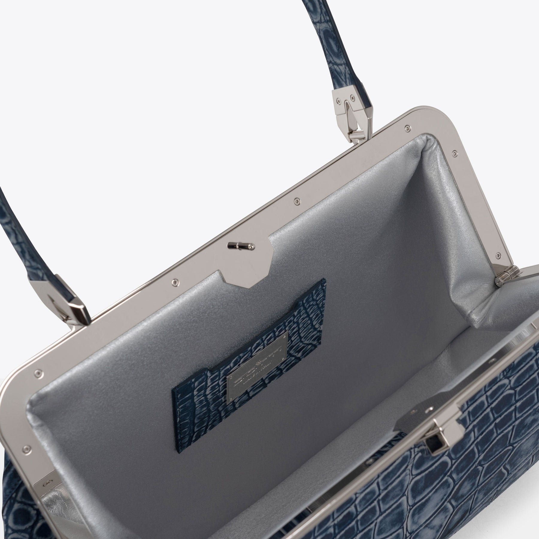 DOTTI Luna in Denim Alligator, Luxury Handbags. Made in Italy