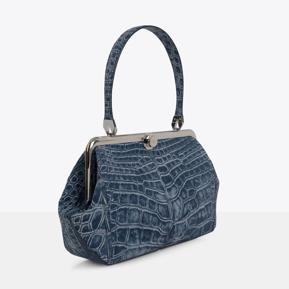 DOTTI Luna in Denim Alligator, Luxury Handbags.Made in Italy
