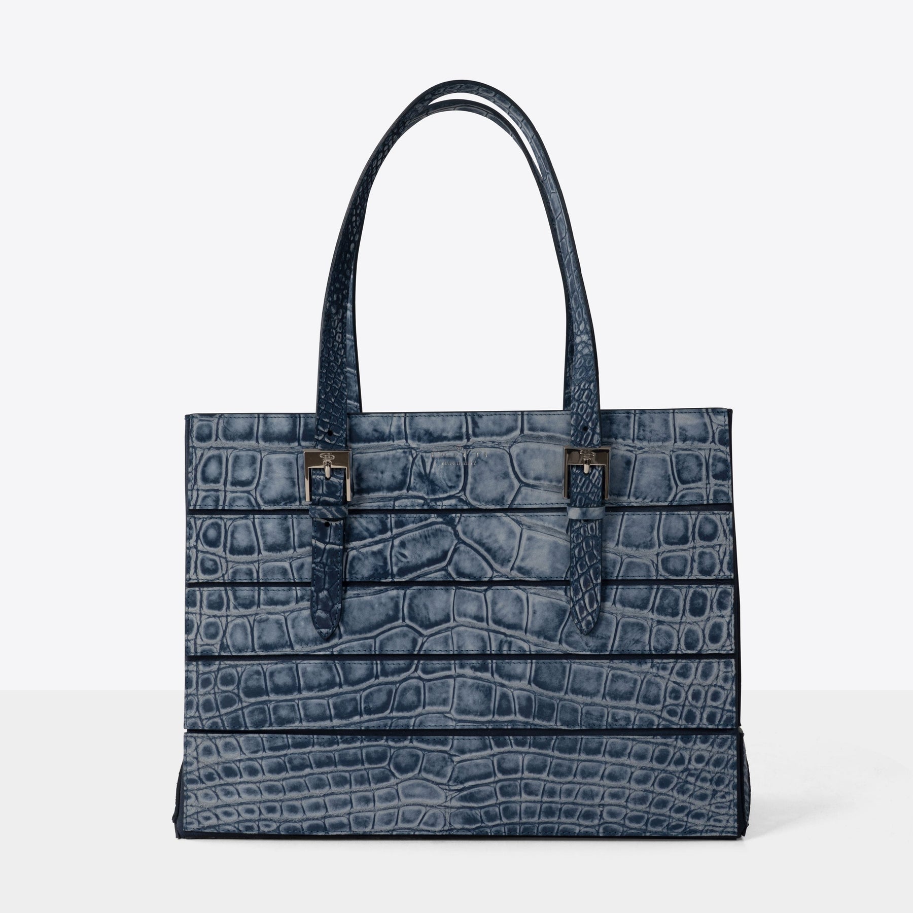 DOTTI Flora in Denim Crocodile, Luxury Handbags. Made in Italy