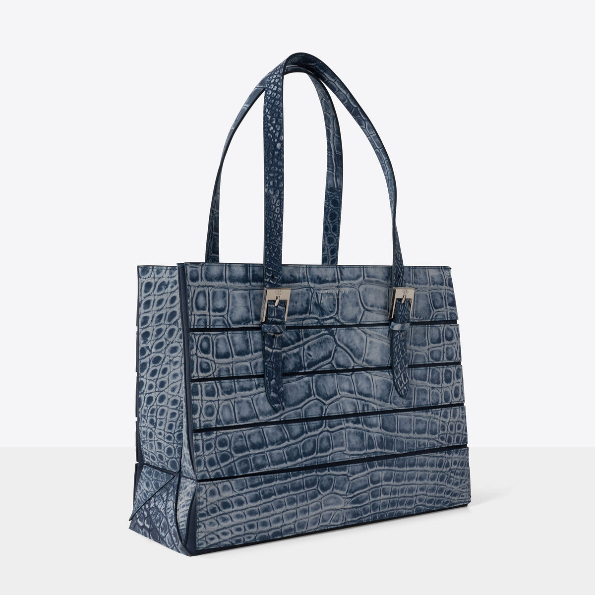 DOTTI Flora in Denim Crocodile, Luxury Handbags. Made in Italy