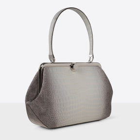 DOTTI LUNA Shaded White Crocodile, Luxury Handbags. Made in Italy