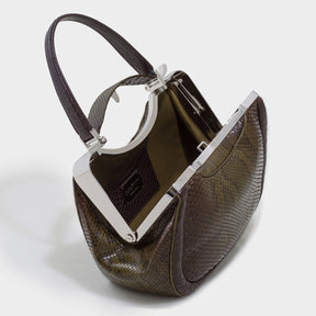 AURA in Khaki Python, Alligator and Ostrich-DOTTI Luxury Handbag