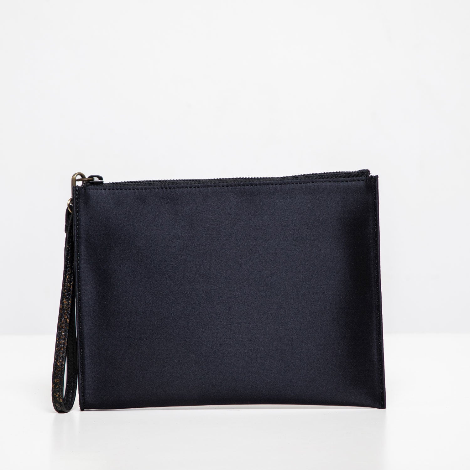 DOTTI Pouch<br> Black Satin and Micro Crocodile