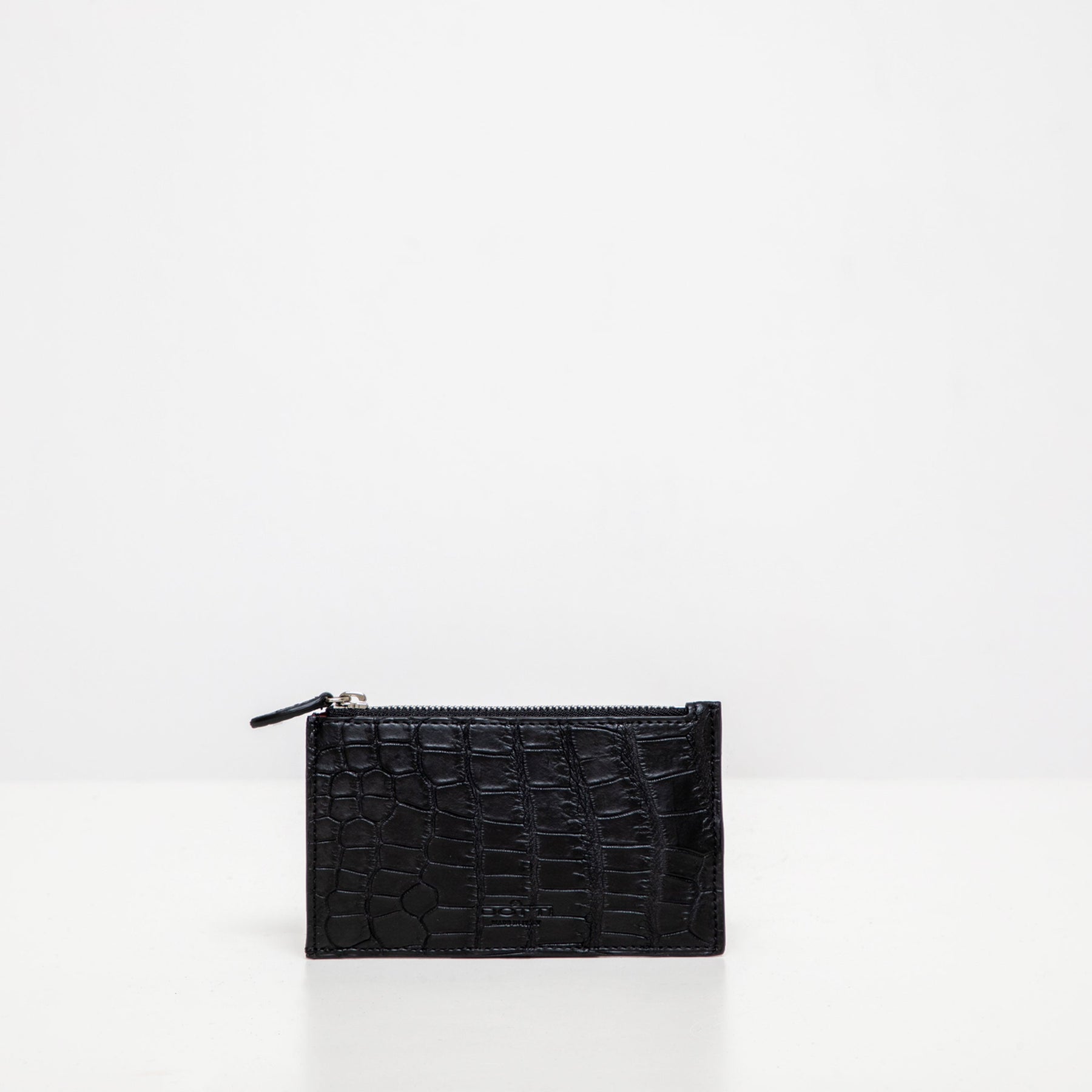 DOTTI Zipped Card Holder<br>Black Crocodile