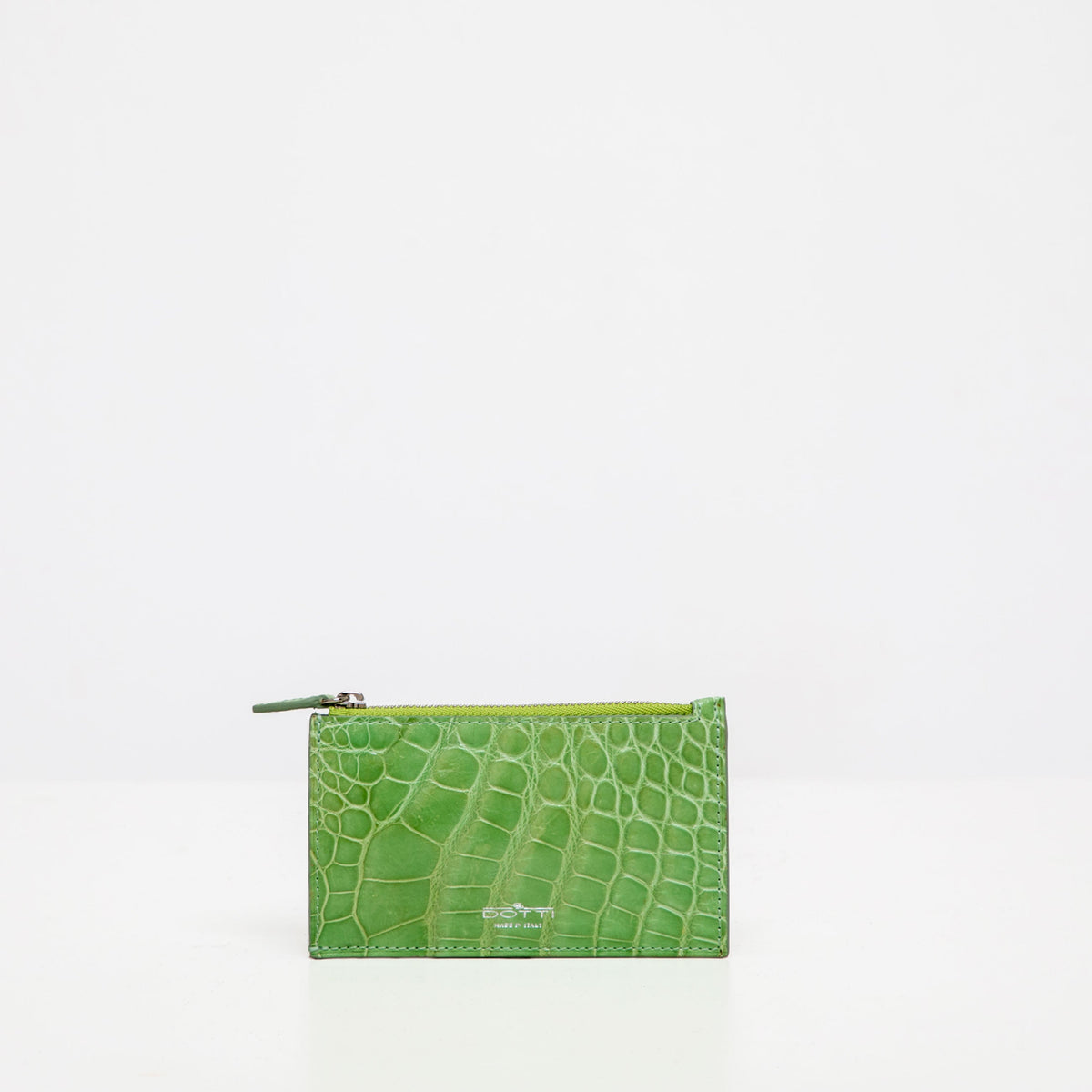 DOTTI Zipped Card Holder<br>Green Crocodile