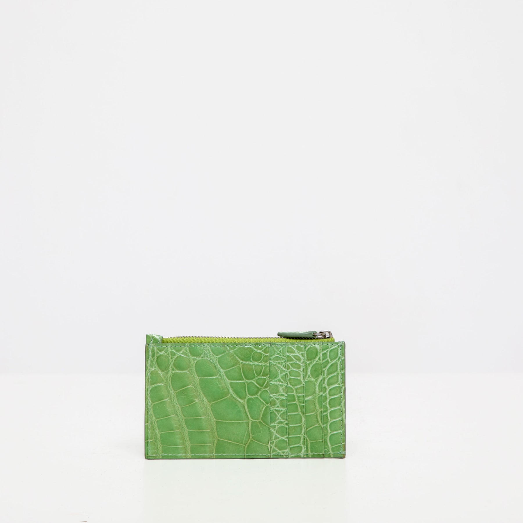 DOTTI Zipped Card Holder<br>Green Crocodile