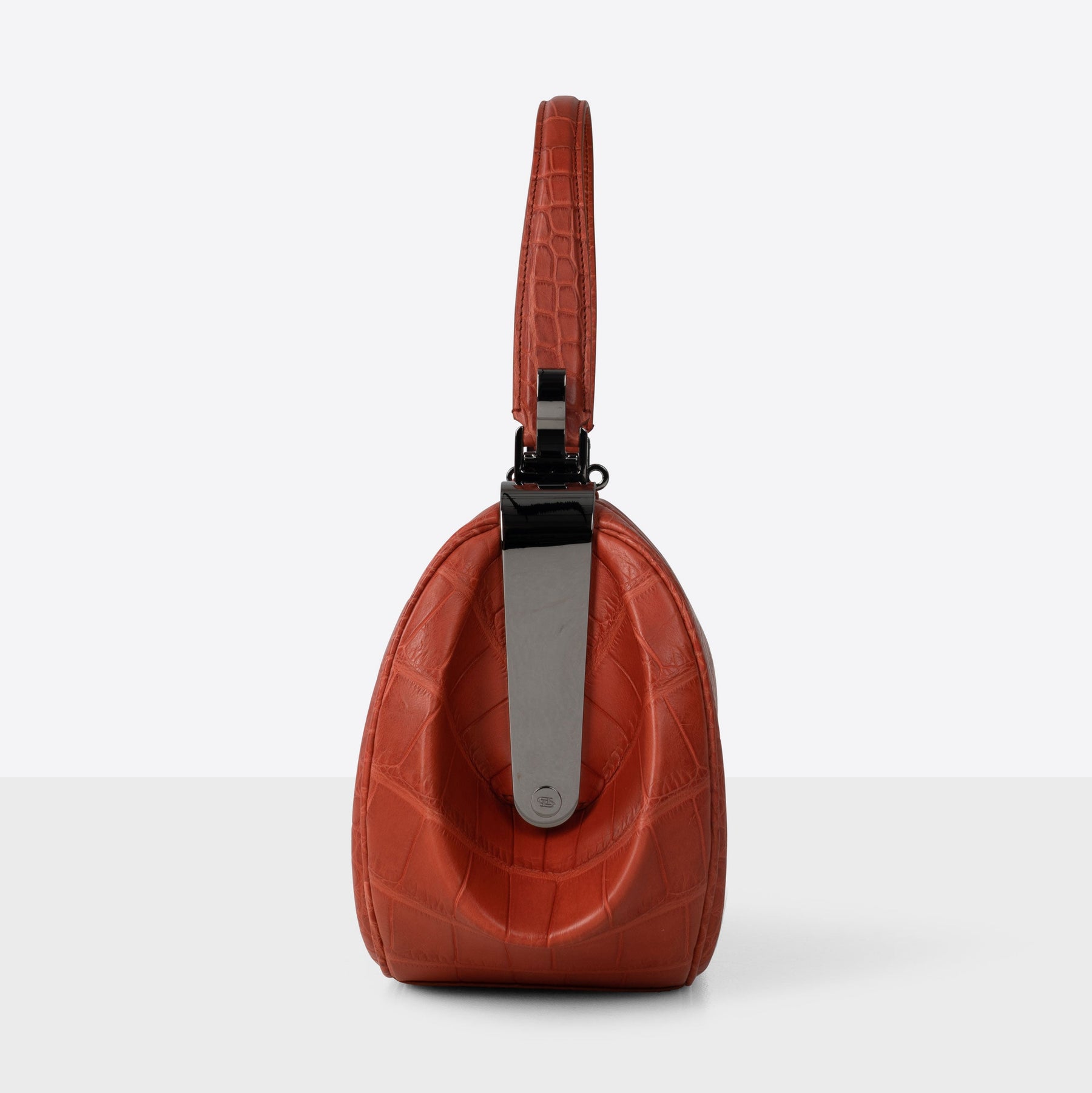 DOTTI Aura Handbag in red brick Alligator. Made in Italy