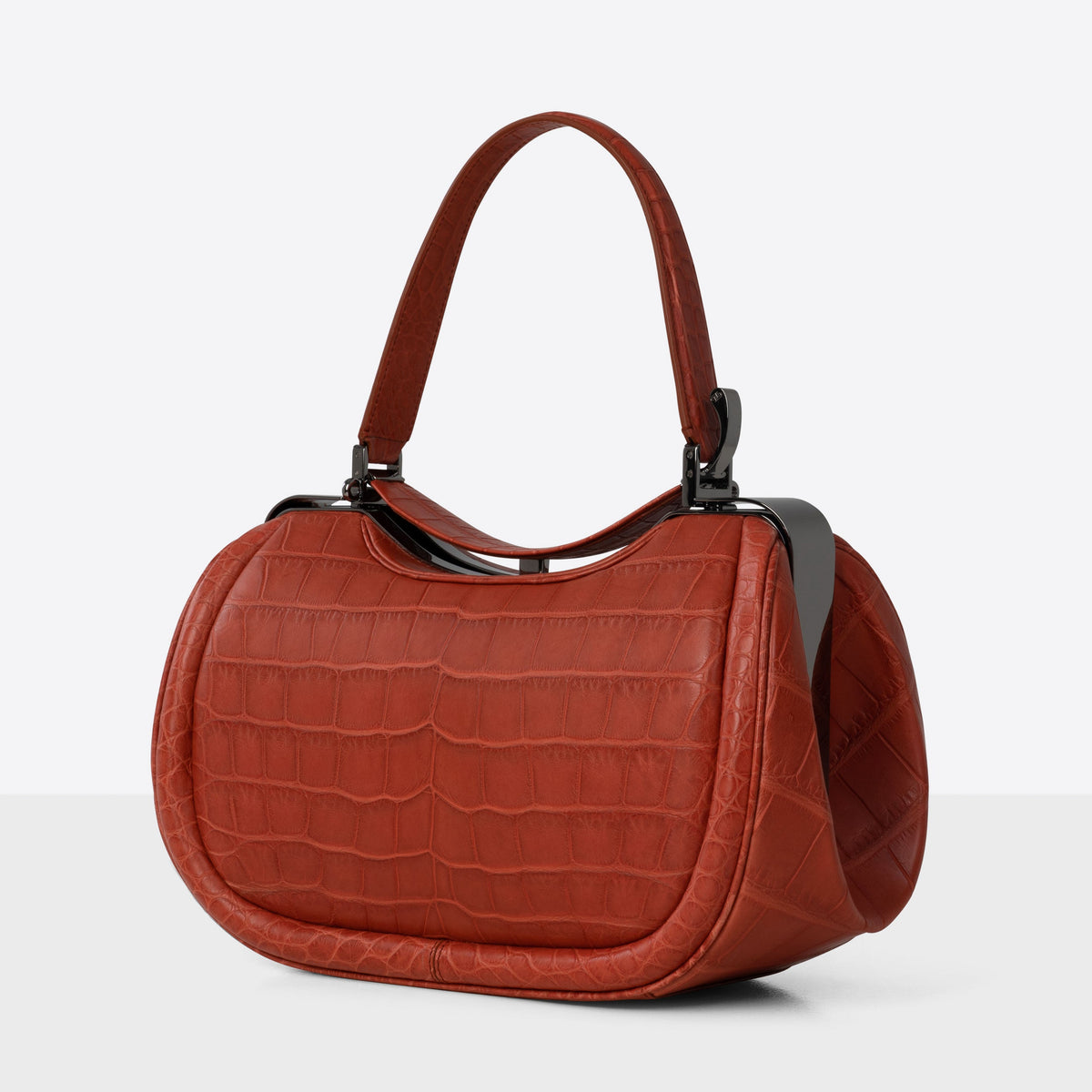 DOTTI Aura handbag in red brick Alligator. Made in Italy