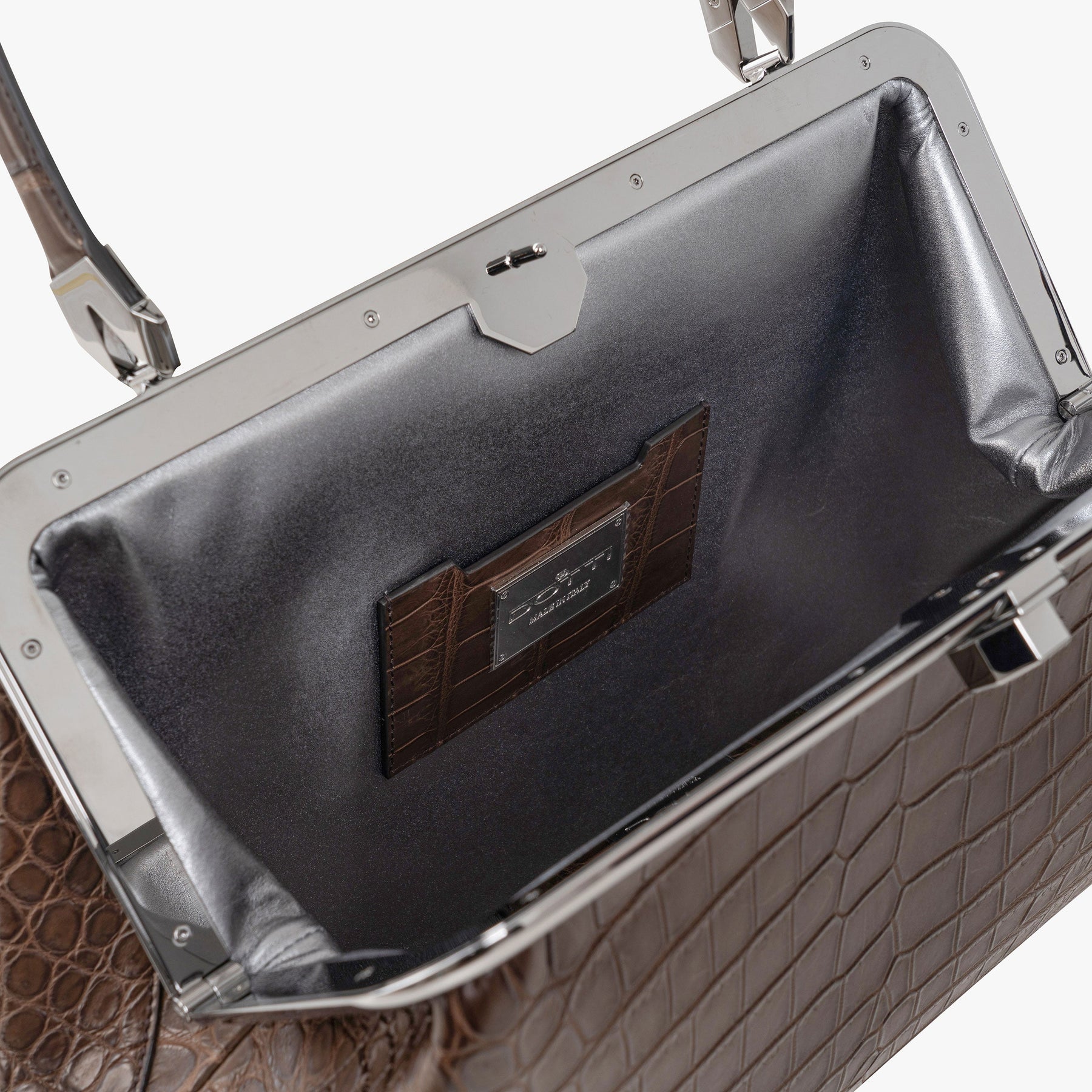 DOTTI Luxury handbags in exotic skins. Luna in crocodile. Made in Italy